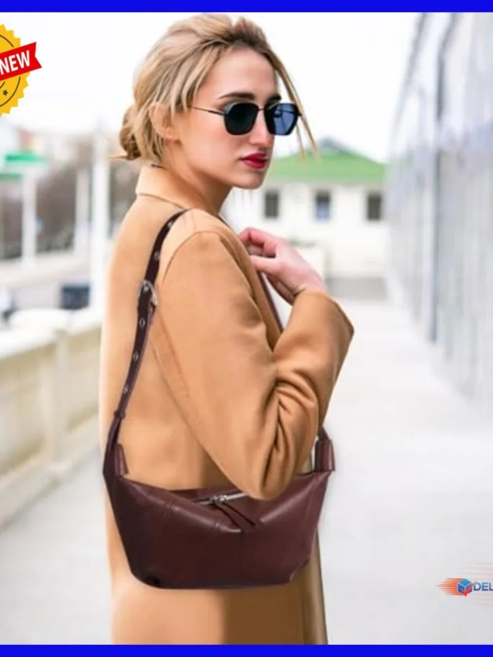 Genuine Leather Hobo Crossbody Bag, Adjustable Strap, Spacious Satchel Purse